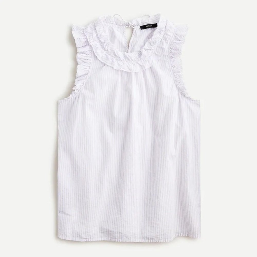 J. Crew Purple Striped Ruffled Blouse